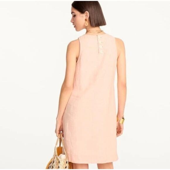 J. Crew Linen Short Sleeve A Line Dress Size XS Coral - Picture 5 of 10